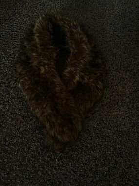 Dark Brown Faux Fur Scarf - Women's Winter Accessory